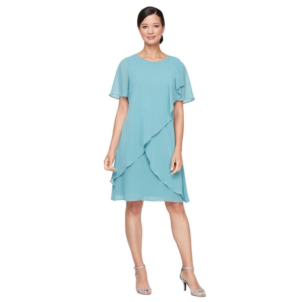 SLNY- Bead-Trimmed Chiffon Shift Dress 6- NWOT